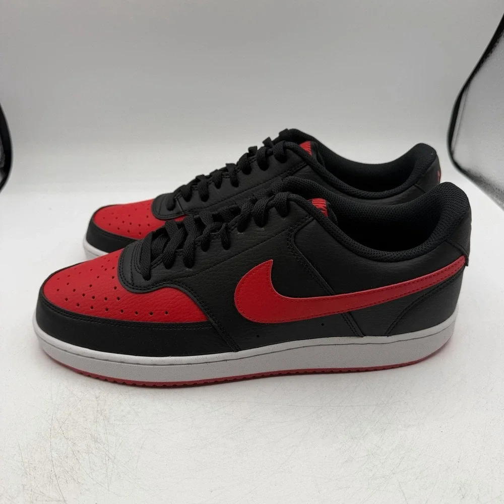 Nike Court Vision Low Next Nature NN Shoes Mens Sz 11.5 Black/Red FJ0685-010